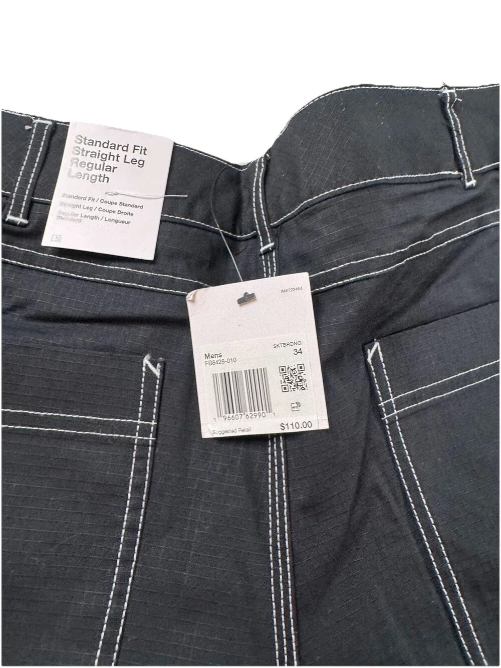 Mens Size 34 Nike SB Double Knee Ripstop Skate Pants FB8428-010Black